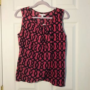 New York & Company Pink and Black Tank Top Blouse